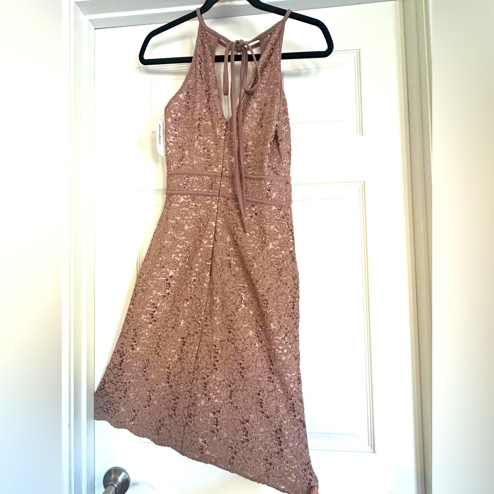 NWT mocha colored sequin dress